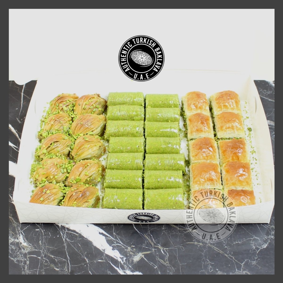 Assorted Baklava Box - Square/Wrap/Mussel (Pistachio) - Authentic Turkish Baklava