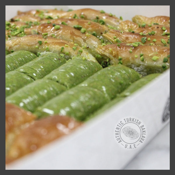 Assorted Baklava Box - Square/Wrap/Sobiyet (Pistachio) - Authentic Turkish Baklava